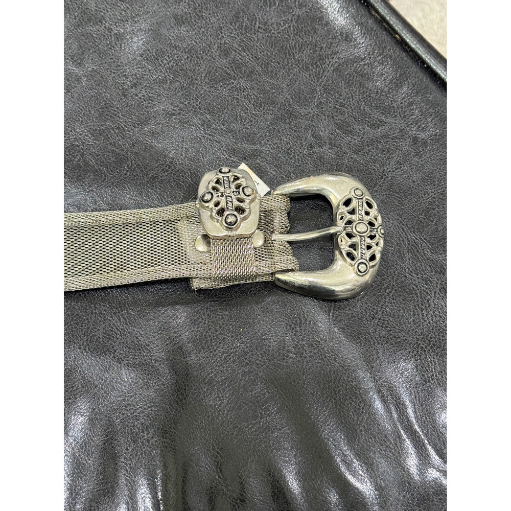 The Limited Silver Mesh Belt Embellished Buckle Statement Accessory 37"